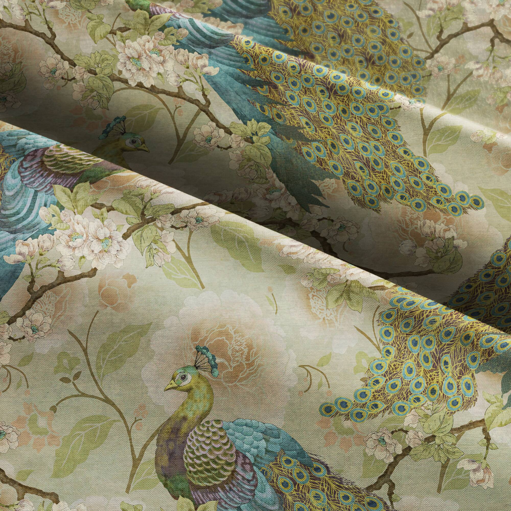 Springs Creative Indian Peacock Floral Cotton Fabric